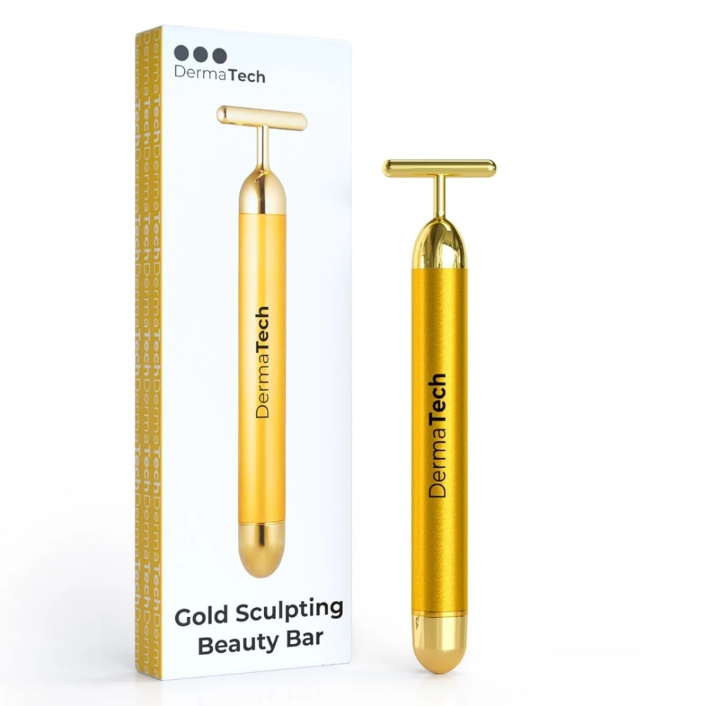 NIB DermaTech Gold Sculpting Beauty Bar with sonic vibration facial massage